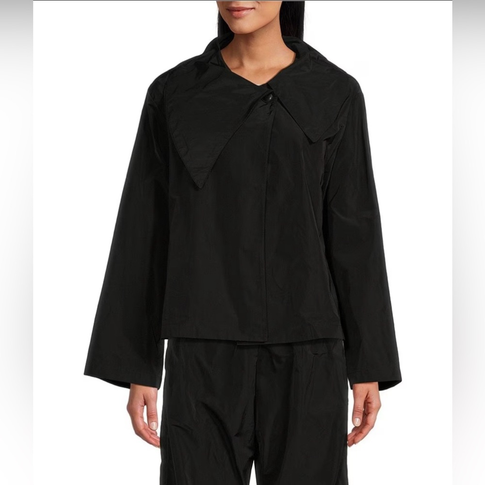 Bryn Walker Grace Memory Crunch Woven Pointed Asymmetrical Neck Jacket NWOT